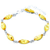 925 Sterling Silver & Genuine Baltic Amber Bracelet 19 cm + 5 cm  - 3345