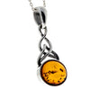 925 Sterling Silver & Genuine Baltic Amber Classic Celtic Pendant - 376