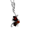 925 Sterling Silver & Genuine Baltic Amber Modern Flower Pendant -391M2