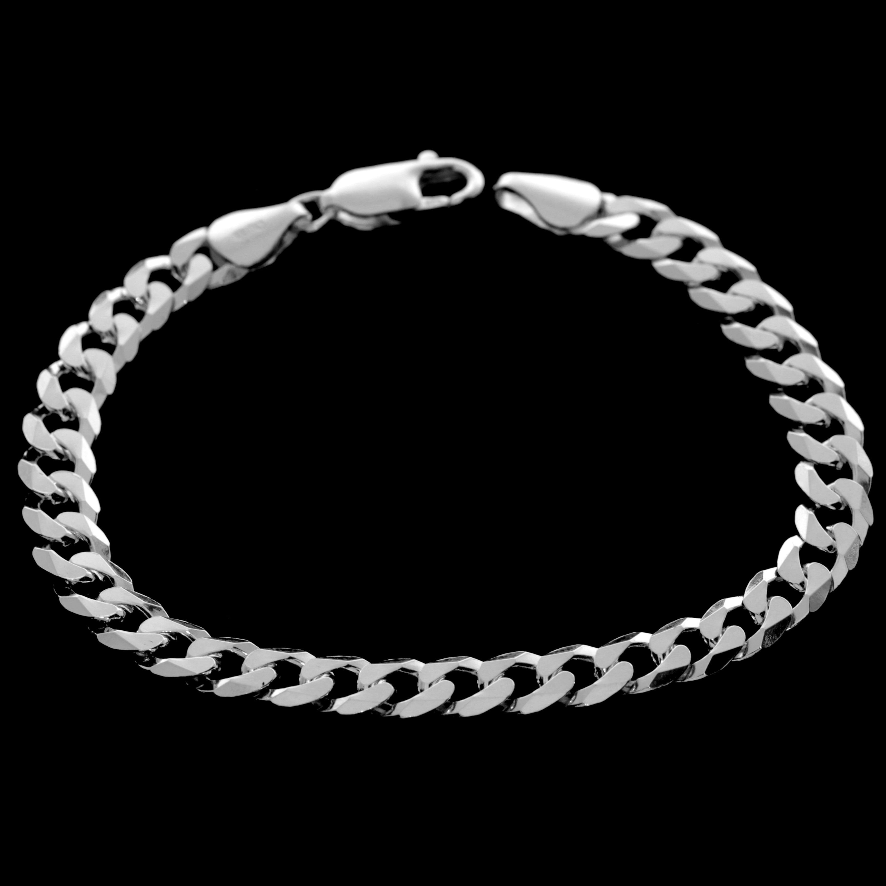 Fine 925 Sterling Silver Classic Curbs Men 6 mm Unisex Bracelet - GA-GMB1