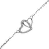 925 Sterling Silver Rhodium Plated Double Heart Bracelet with Cubic Zirconia - CH-1043-B