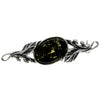 925 Sterling Silver & Genuine Baltic Amber Classic Brooch - 4022