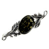 925 Sterling Silver & Genuine Baltic Amber Classic Brooch - 4022