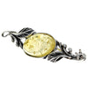 925 Sterling Silver & Genuine Baltic Amber Classic Brooch - 4022