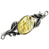 925 Sterling Silver & Genuine Baltic Amber Classic Brooch - 4022