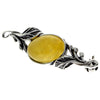 925 Sterling Silver & Genuine Baltic Amber Classic Brooch - 4022