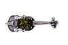 925 Sterling Silver & Genuine Baltic Amber Violin Brooch - 4106