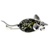 925 Sterling Silver & Baltic Amber Mouse Brooch - 4107