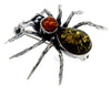 925 Sterling Silver & Baltic Amber Spider Brooch - 4152