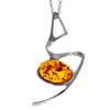 925 Sterling Silver & Genuine Baltic Amber Modern  Pendant  447