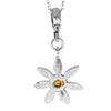 925 Sterling Silver & Genuine Baltic Amber Classic Star / Flower Pendant - 459