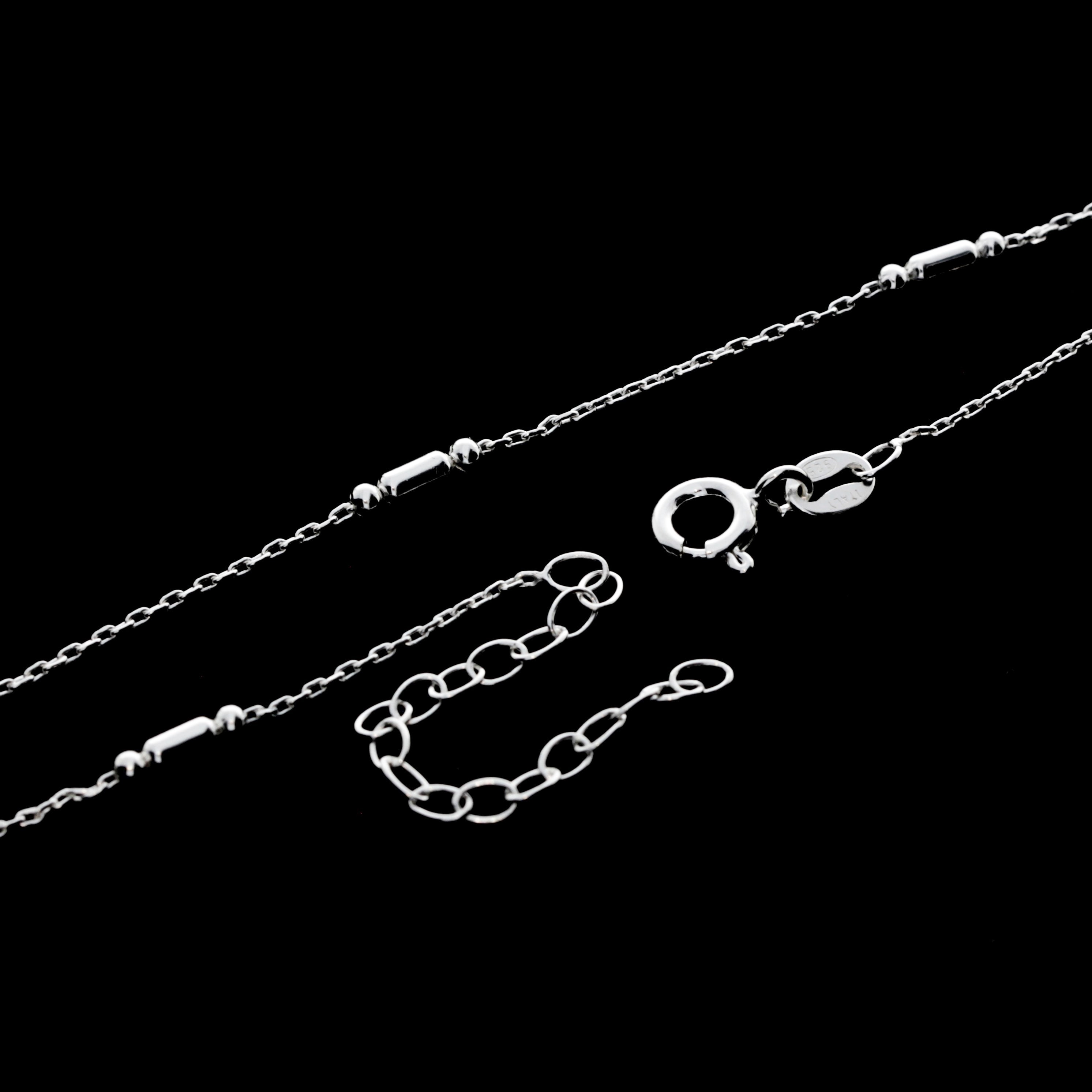 925 Sterling Silver Anti-Tarnish Coated Triple Beads Plain Anklet Bracelet with extender - GA-ANK5