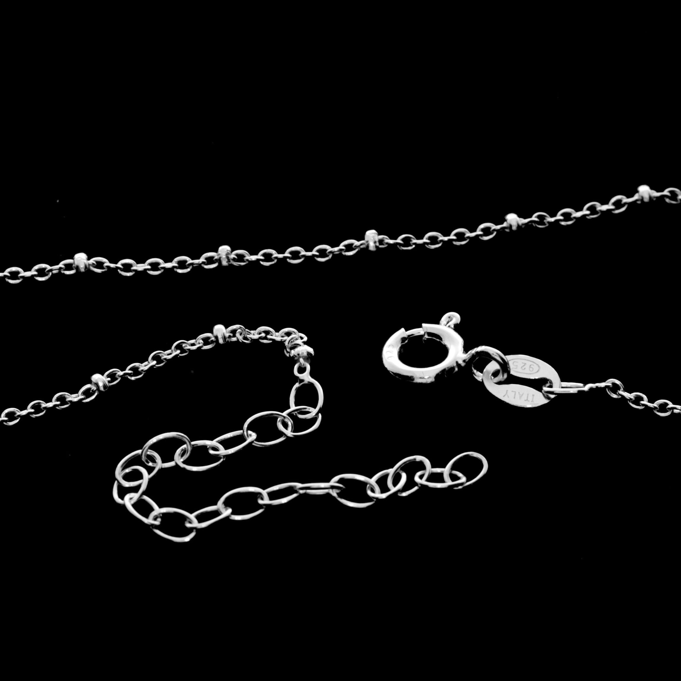 925 Sterling Silver Anti-Tarnish Plated Plain Anklet Bracelet Silver Beads with extender - GA-ANK1