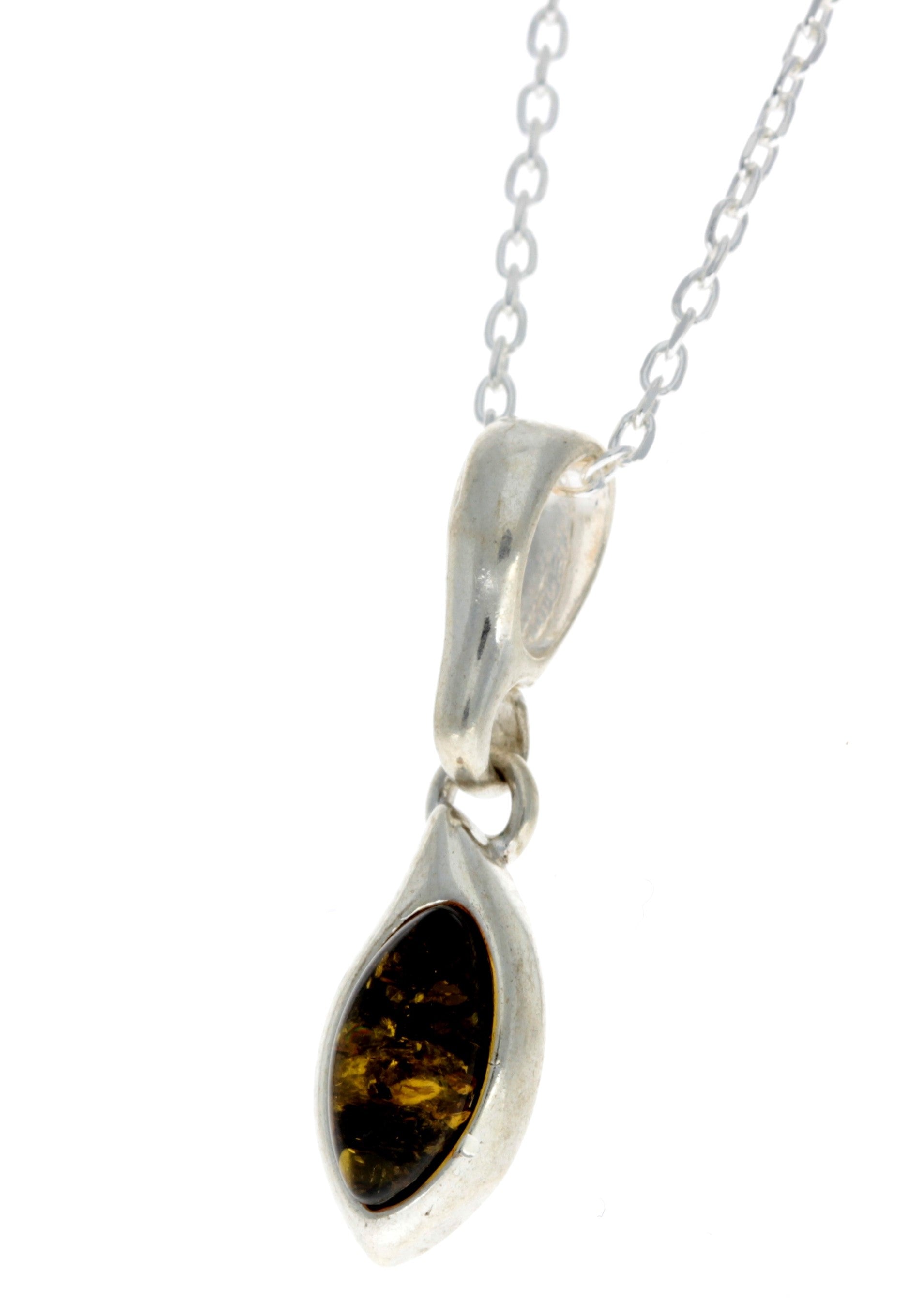 925 Sterling Silver & Genuine Baltic Amber Classic Pendant - 558