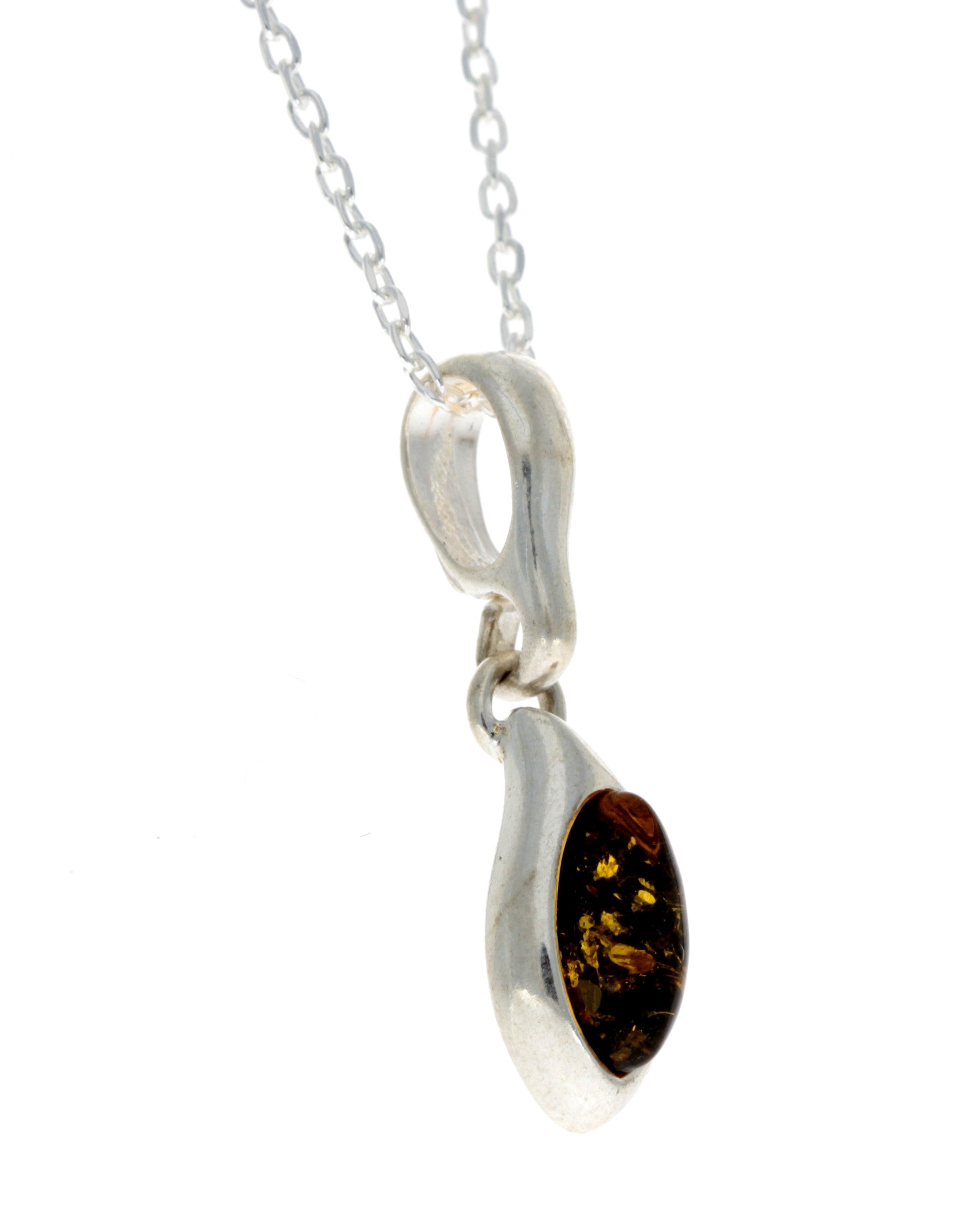 925 Sterling Silver & Genuine Baltic Amber Classic Pendant - 558