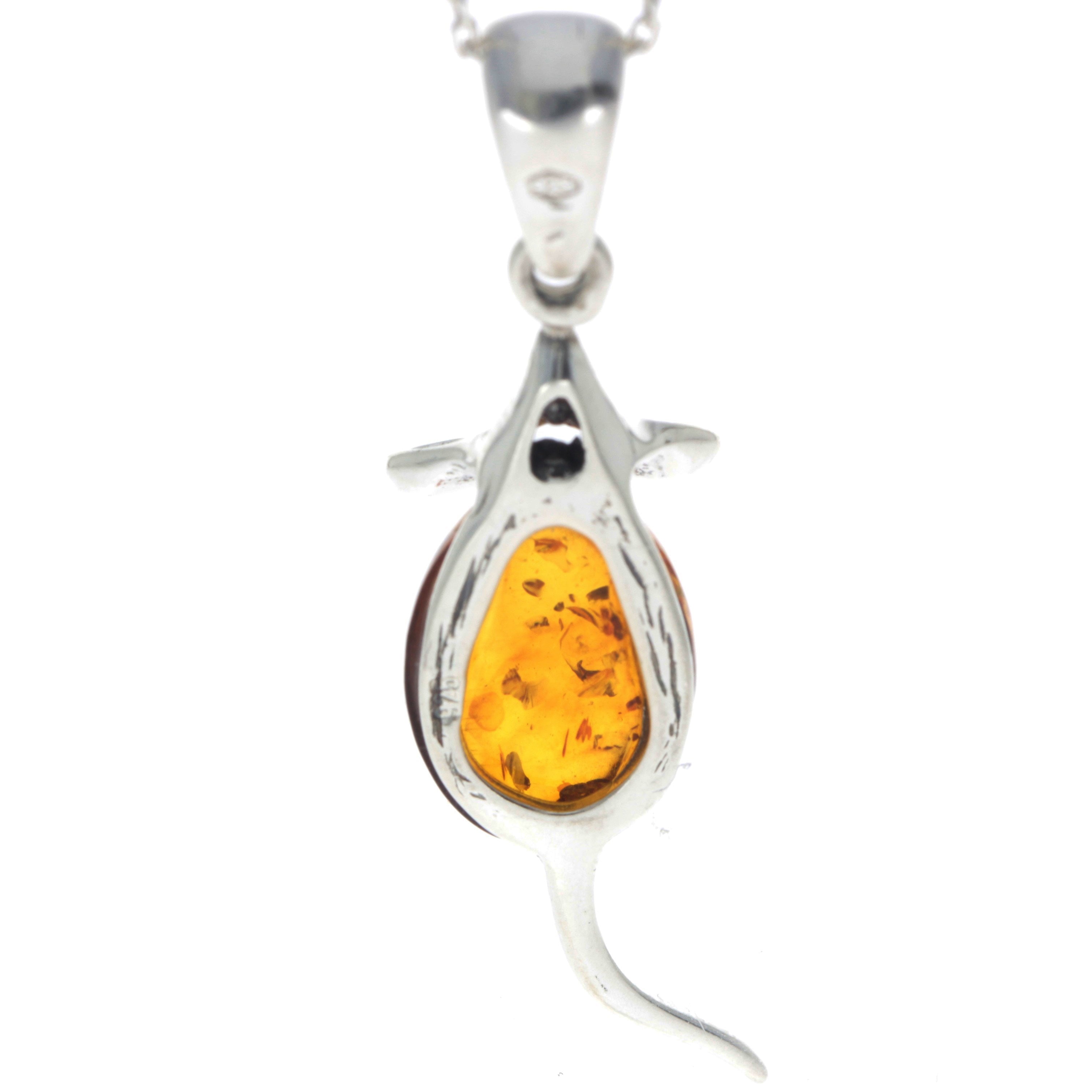 925 Sterling Silver Mouse Pendant with Amber - 568