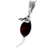 925 Sterling Silver Mouse Pendant with Amber - 568