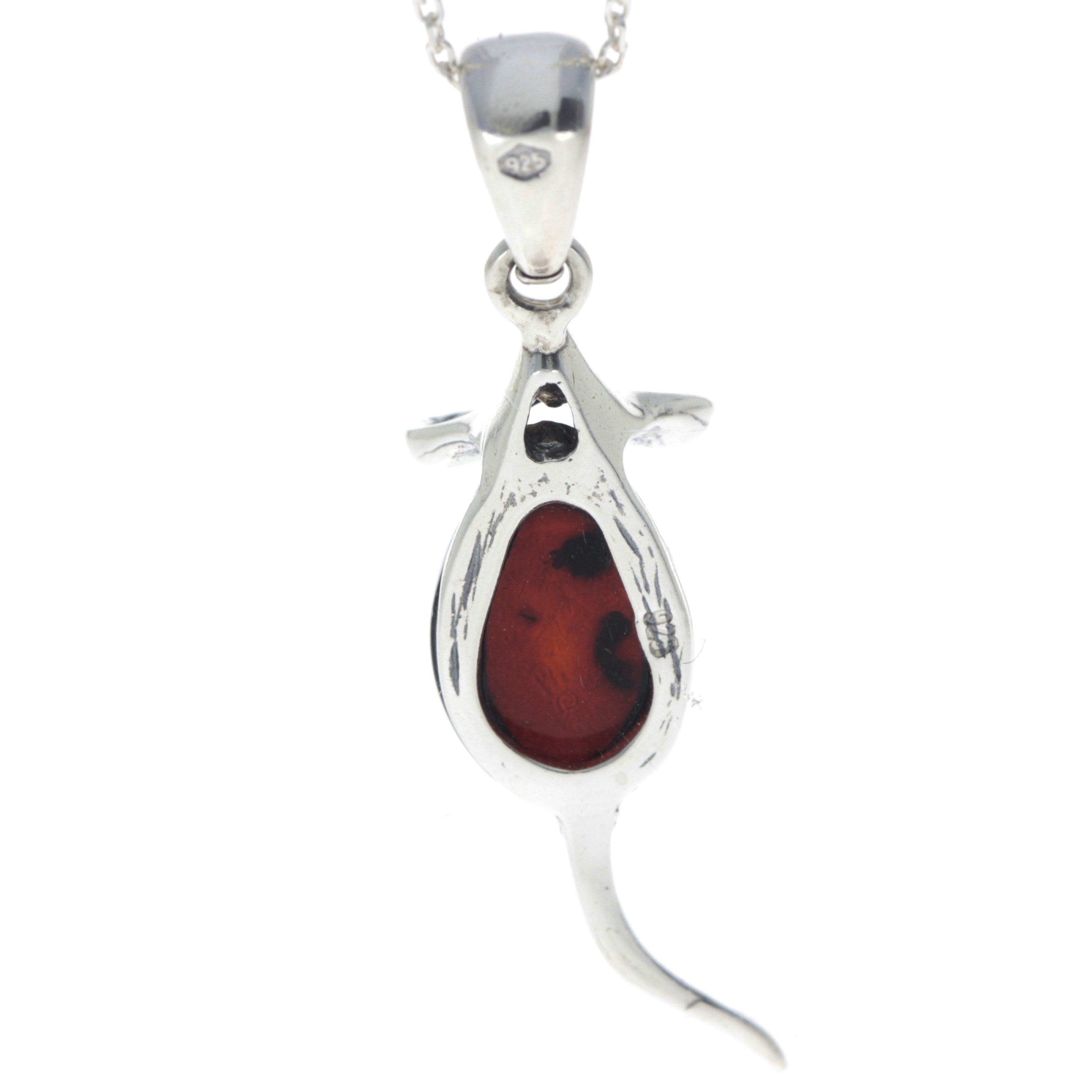 925 Sterling Silver Mouse Pendant with Amber - 568