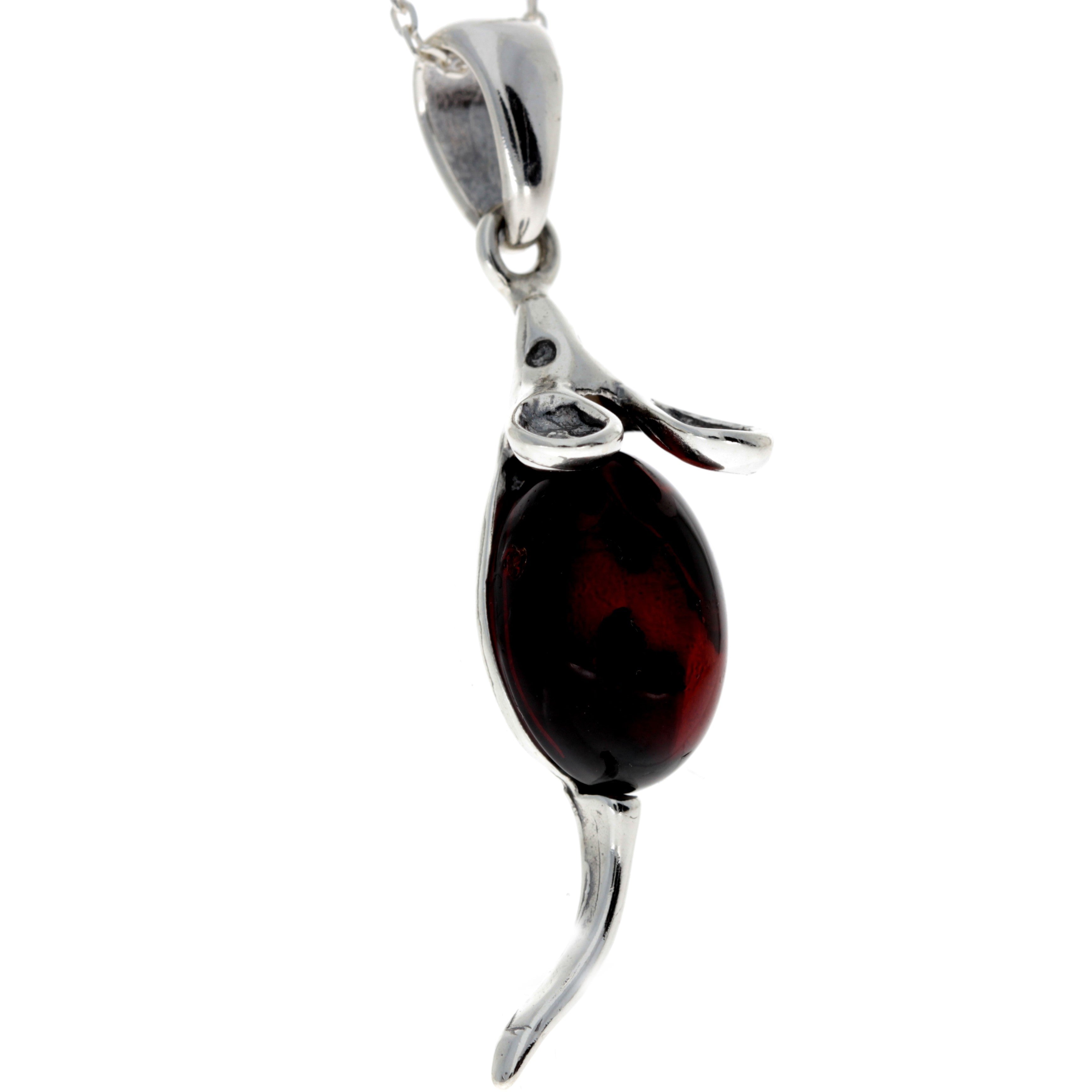 925 Sterling Silver Mouse Pendant with Amber - 568