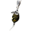 925 Sterling Silver Mouse Pendant with Amber - 568