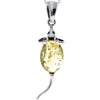 925 Sterling Silver Mouse Pendant with Amber - 568