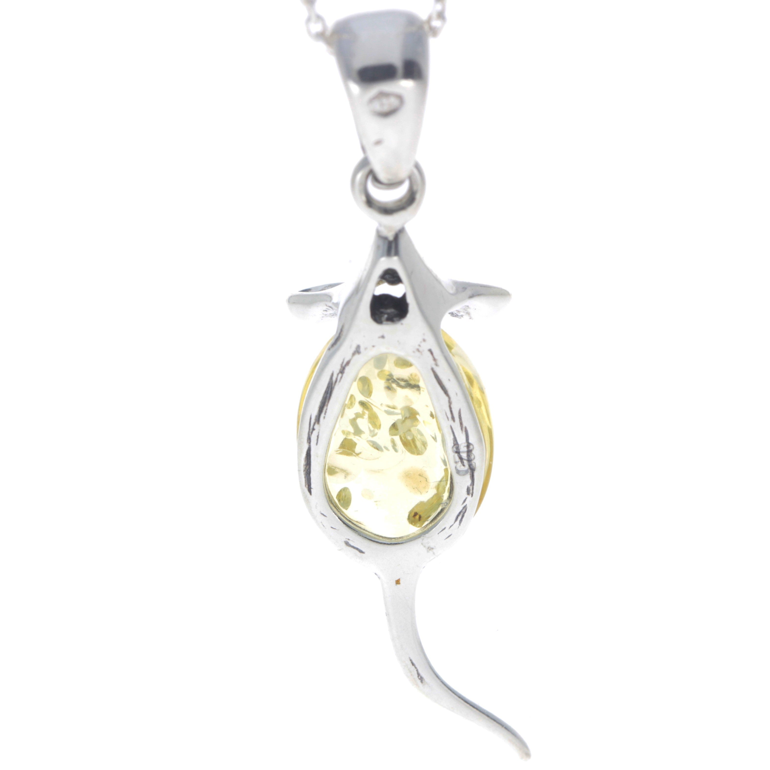 925 Sterling Silver Mouse Pendant with Amber - 568