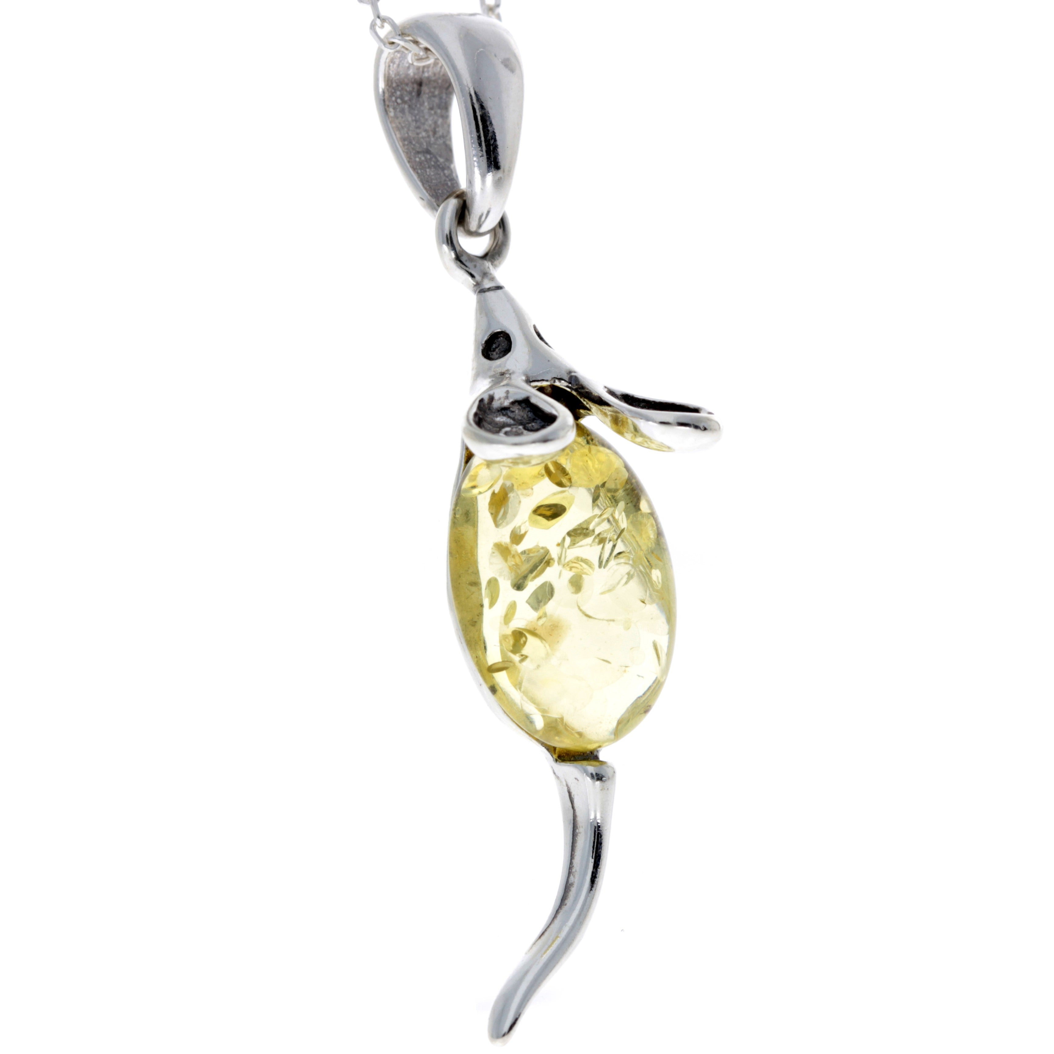 925 Sterling Silver Mouse Pendant with Amber - 568