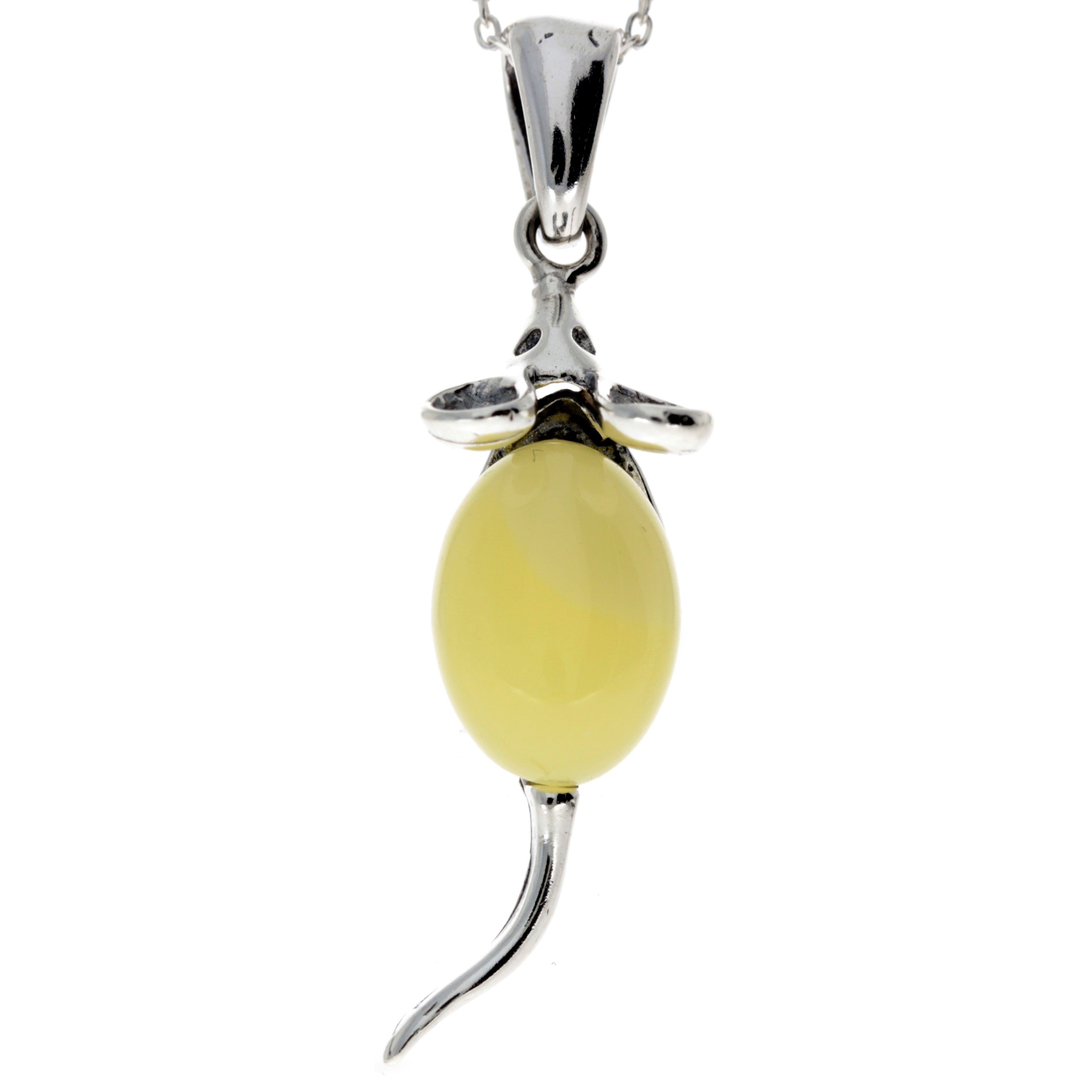 925 Sterling Silver Mouse Pendant with Amber - 568