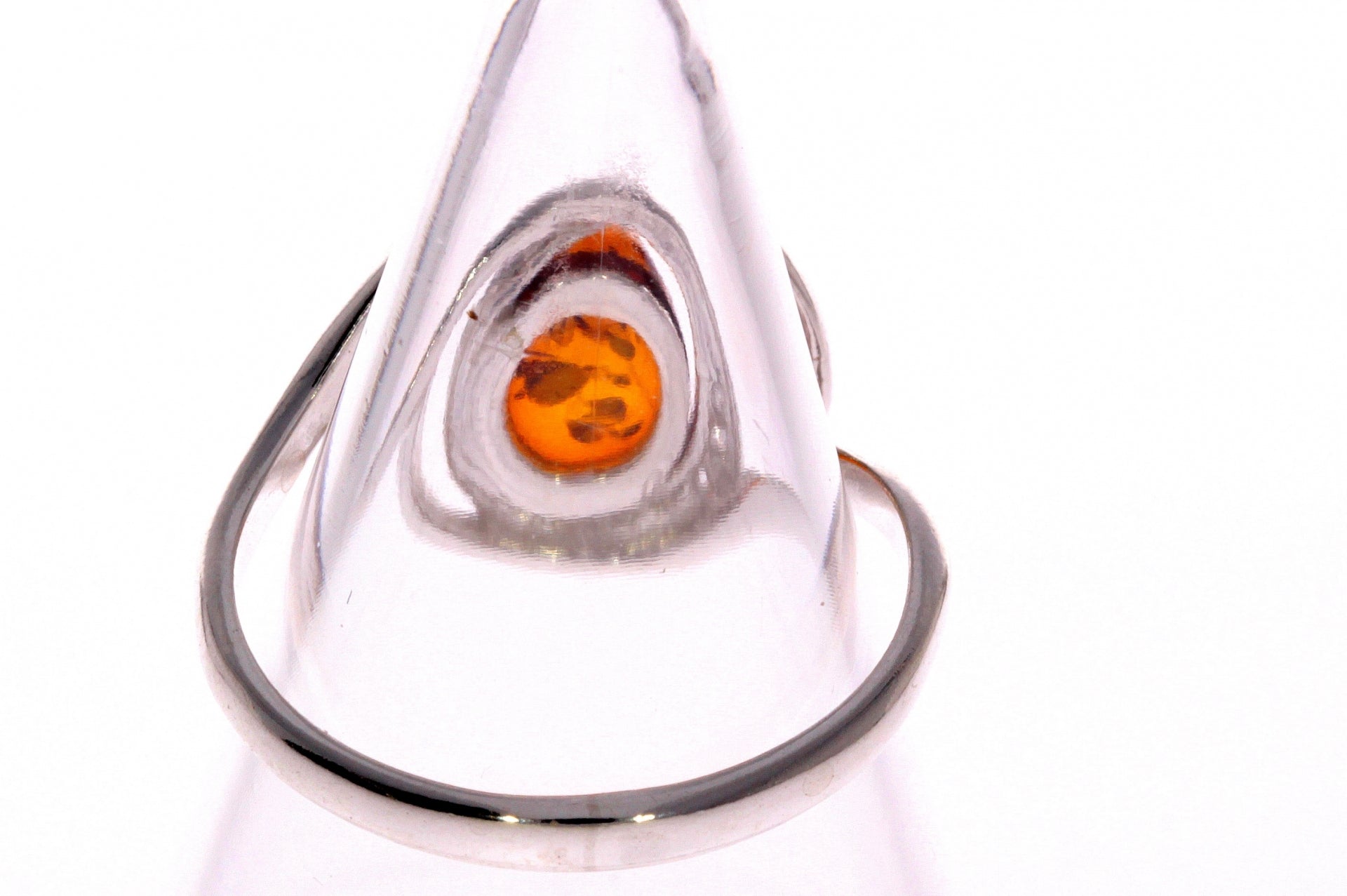 925 Sterling Silver & Baltic Amber Modern Designer Ring - GL700