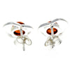 925 Sterling Silver & Genuine Baltic Amber Classic Hearts Studs Earrings - 5948