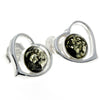 925 Sterling Silver & Genuine Baltic Amber Classic Hearts Studs Earrings - 5948