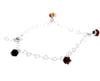 925 Sterling Silver & Genuine Baltic Amber Modern Adjustable up to 20 cm Hearts Bracelet - 5966B