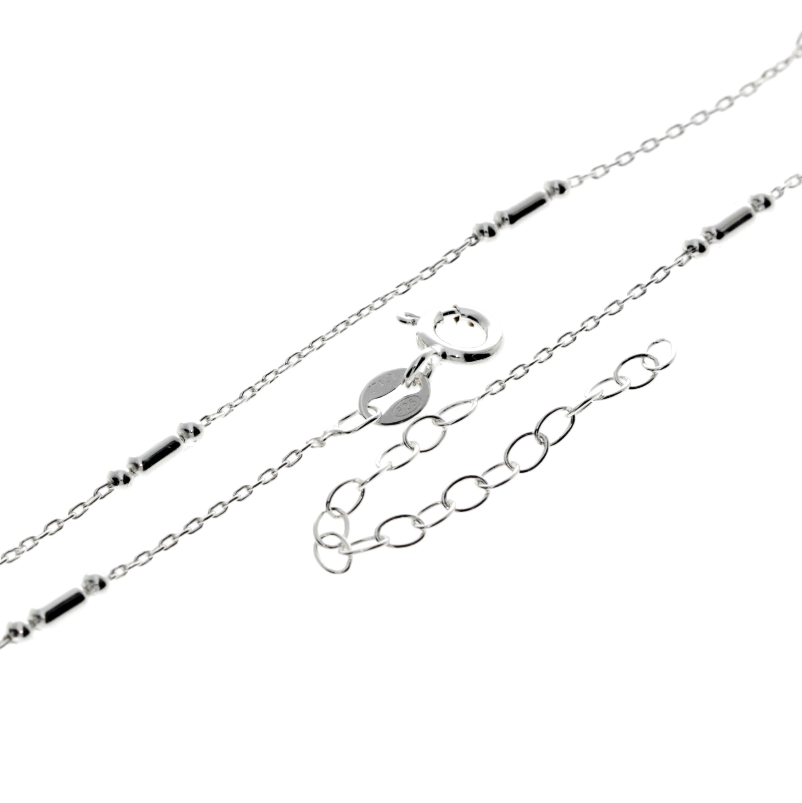 925 Sterling Silver Anti-Tarnish Coated Triple Beads Plain Anklet Bracelet with extender - GA-ANK5