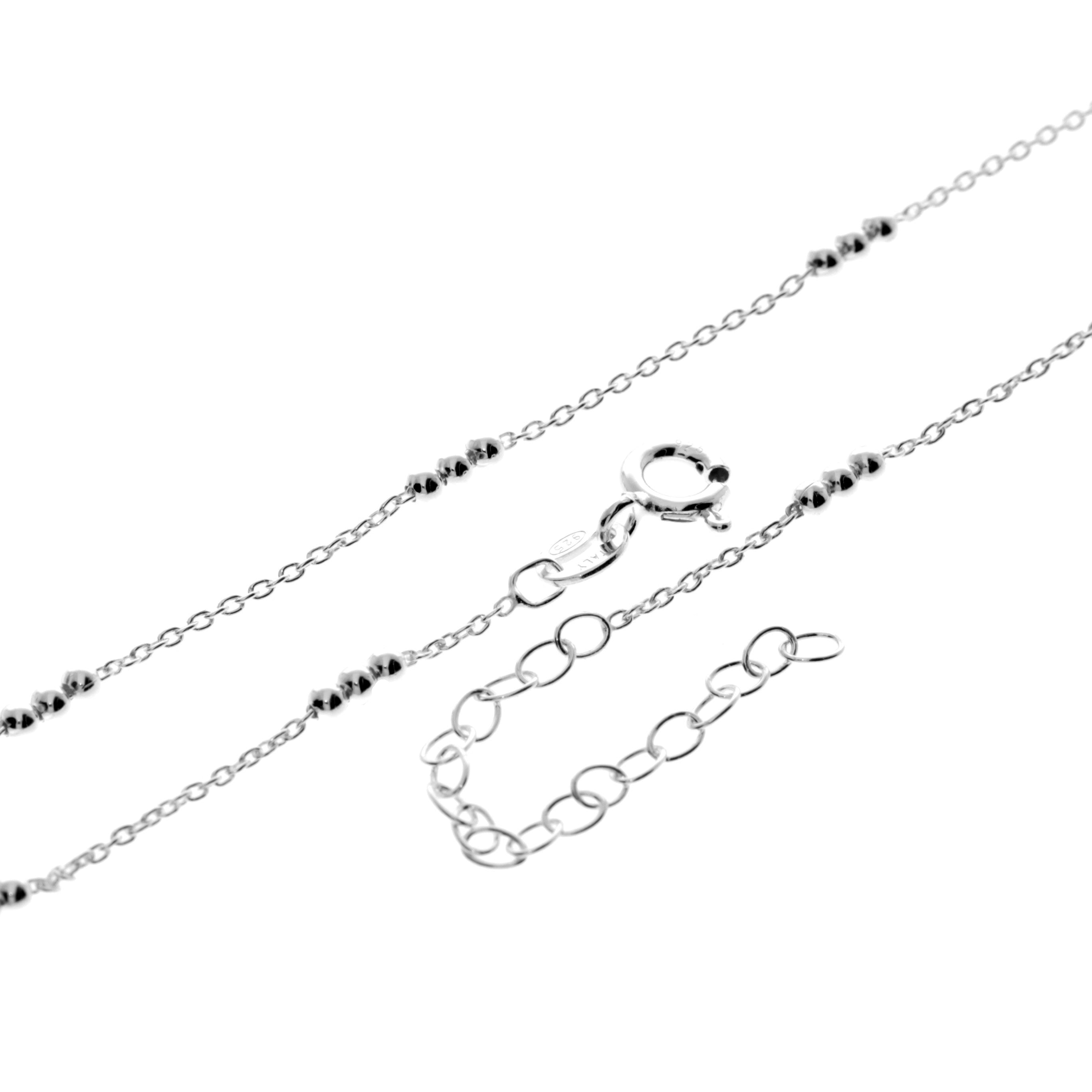 925 Sterling Silver Anti-Tarnish Coated Triple Beads Plain Anklet Bracelet with extender - GA-ANK4