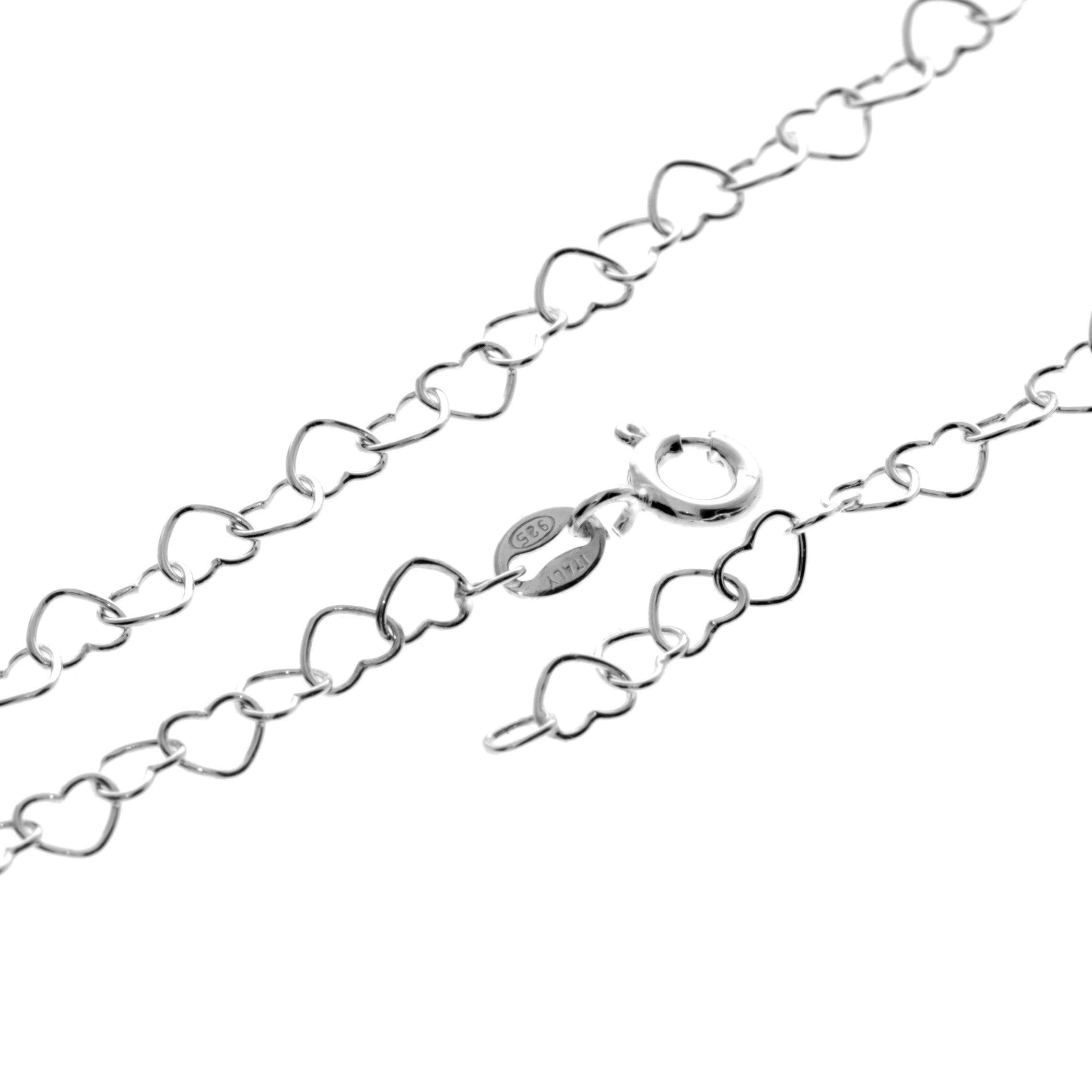 925 Fine Sterling Silver Naturally Adjustable Anklet with Anti Tarnish Coating - 5 mm Heart Chain Ankle Bracelet - GA-ANK3