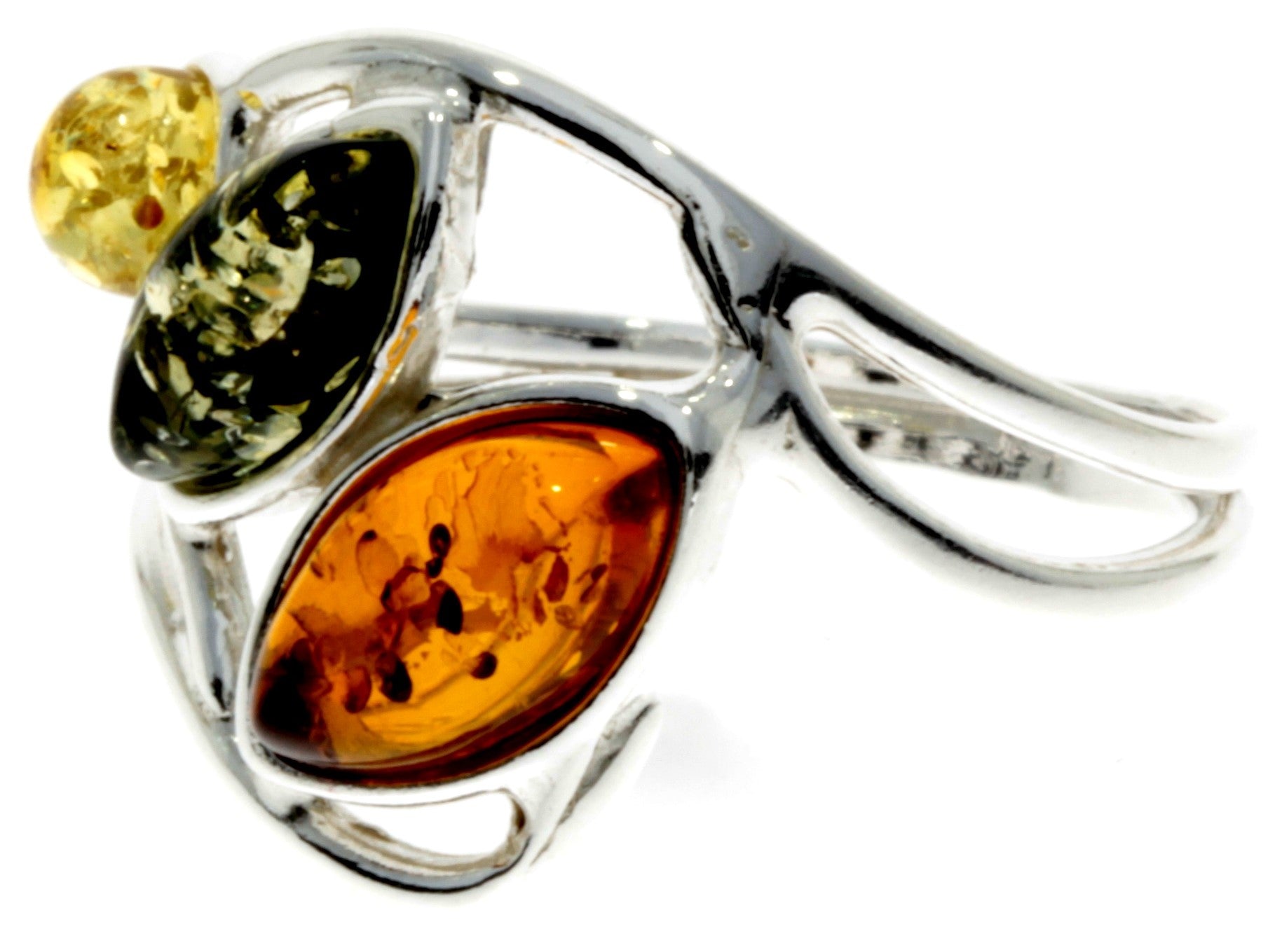 925 Sterling Silver & Baltic Amber Modern Ring - M715