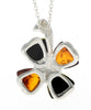 925 Sterling SIlver & Genuine Baltic Amber Lucky Clover Pendant  - GL283