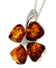 925 Sterling SIlver & Genuine Baltic Amber Lucky Clover Pendant  - GL283