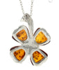 925 Sterling SIlver & Genuine Baltic Amber Lucky Clover Pendant  - GL283