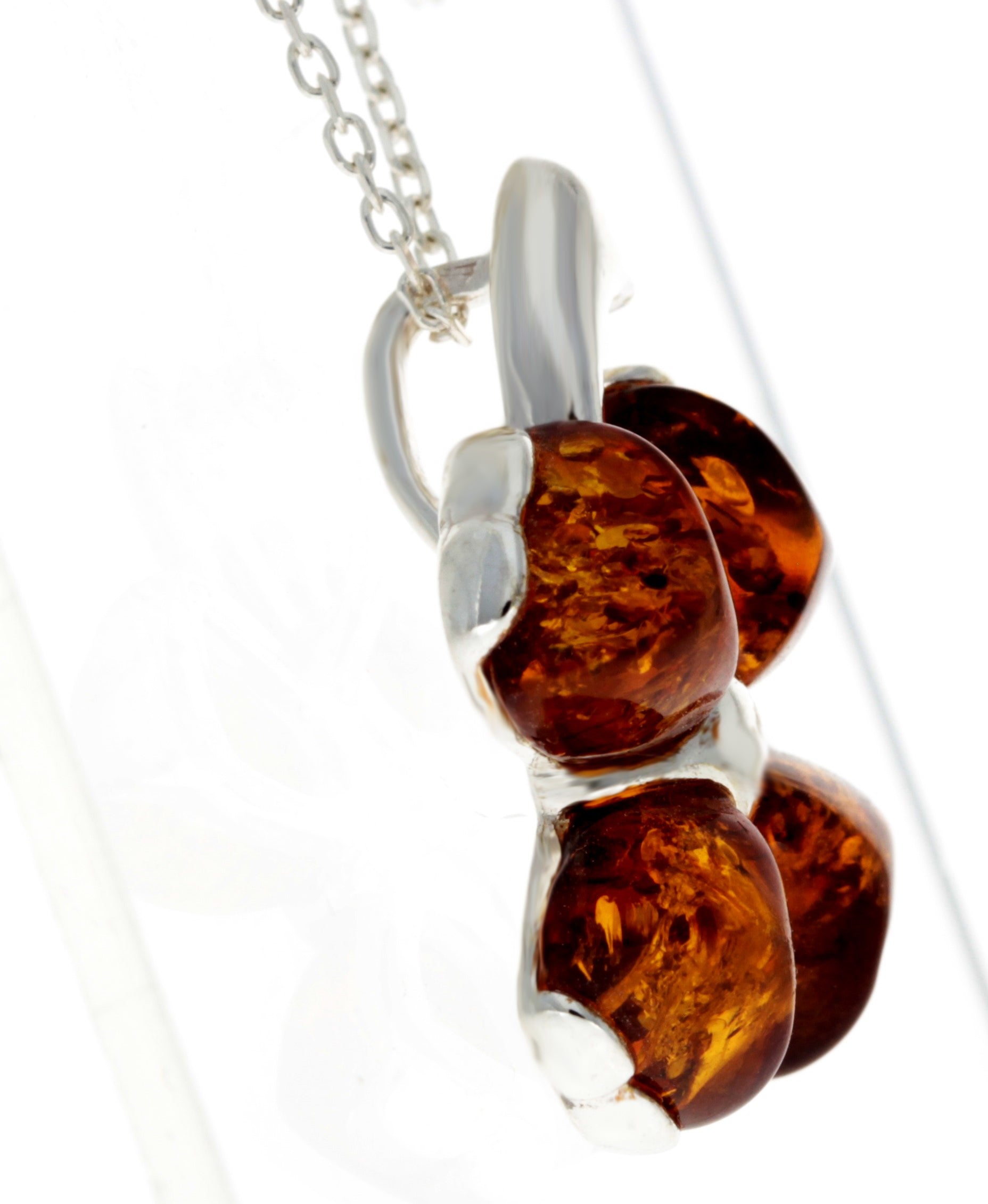 925 Sterling SIlver & Genuine Baltic Amber Lucky Clover Pendant  - GL283