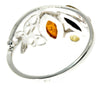 925 Sterling Silver & Baltic Amber Modern Ring with silver butterfly - M717