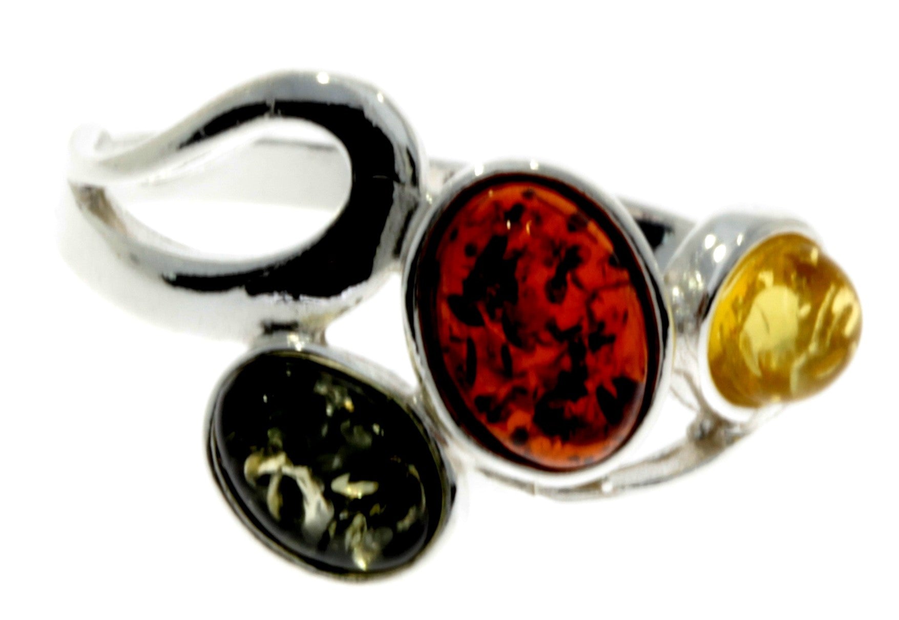 925 Sterling Silver & Baltic Amber Modern Ring - M719