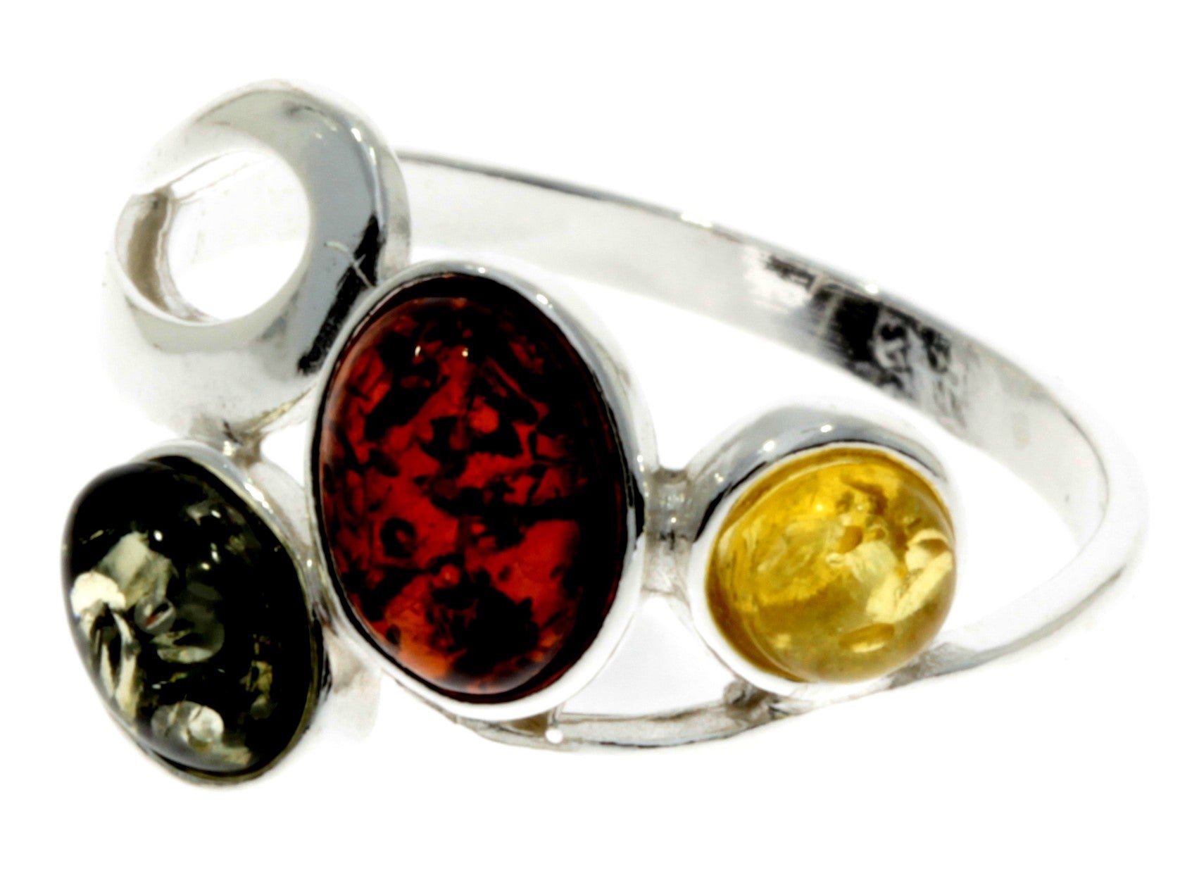 925 Sterling Silver & Baltic Amber Modern Ring - M719