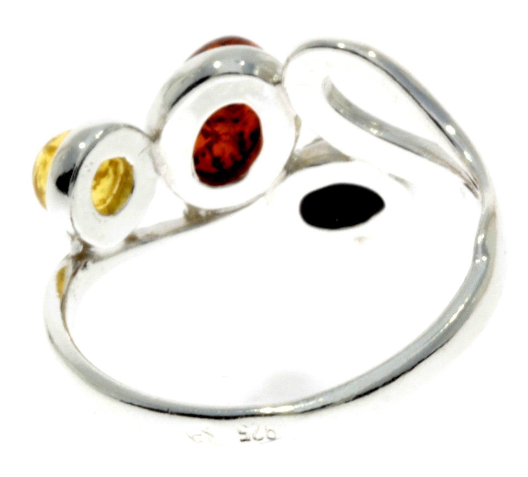 925 Sterling Silver & Baltic Amber Modern Ring - M719