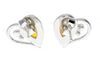 925 Sterling Silver & Baltic Amber Heart Studs Earrings - M194