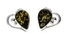 925 Sterling Silver & Baltic Amber Heart Studs Earrings - M194