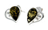 925 Sterling Silver & Baltic Amber Heart Studs Earrings - M194