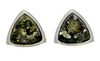 925 Sterling Silver & Genuine Baltic Amber Triangle Modern Studs Earrings - GL031