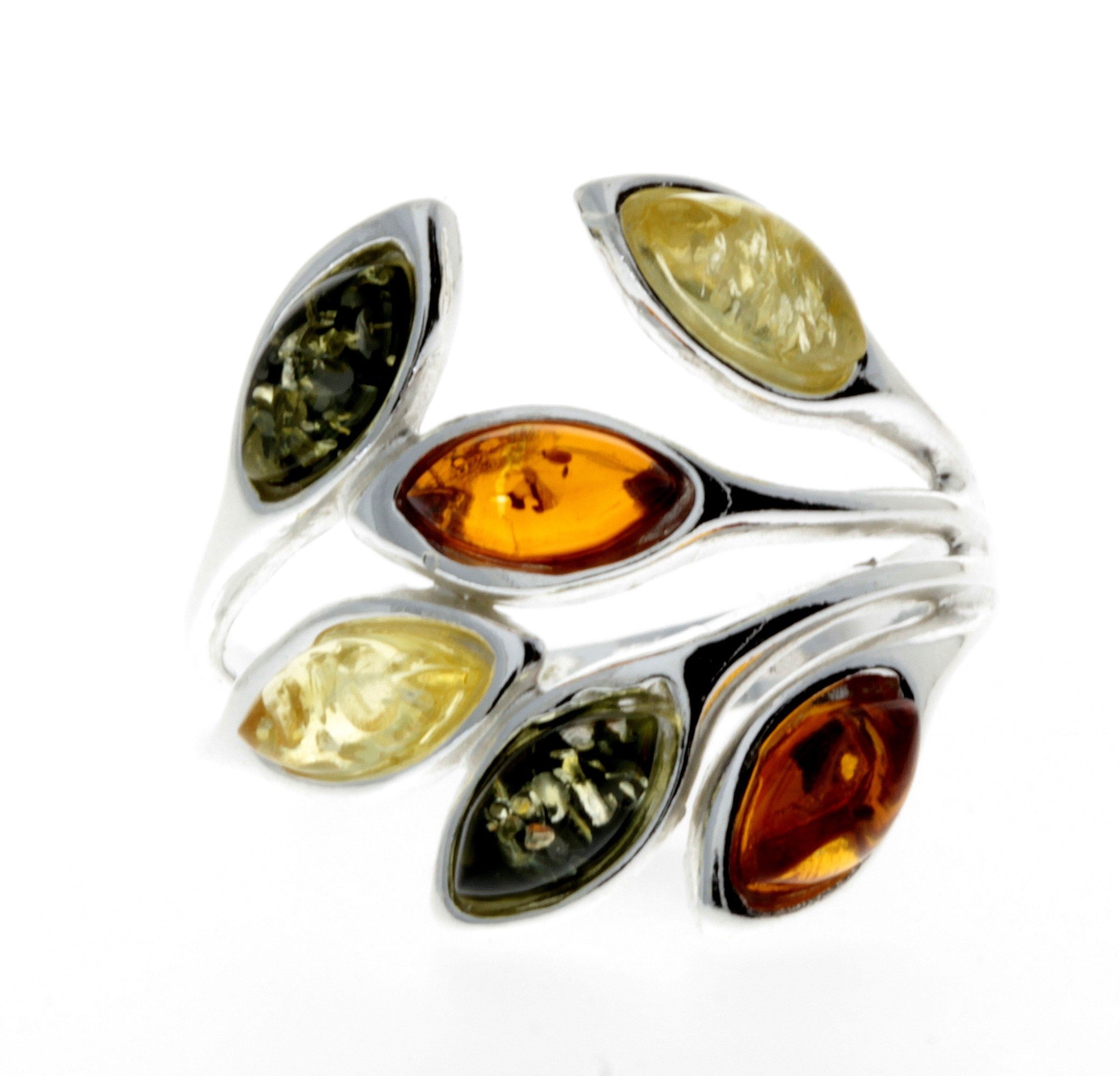 925 Sterling Silver & Baltic Amber Modern Ring - M723