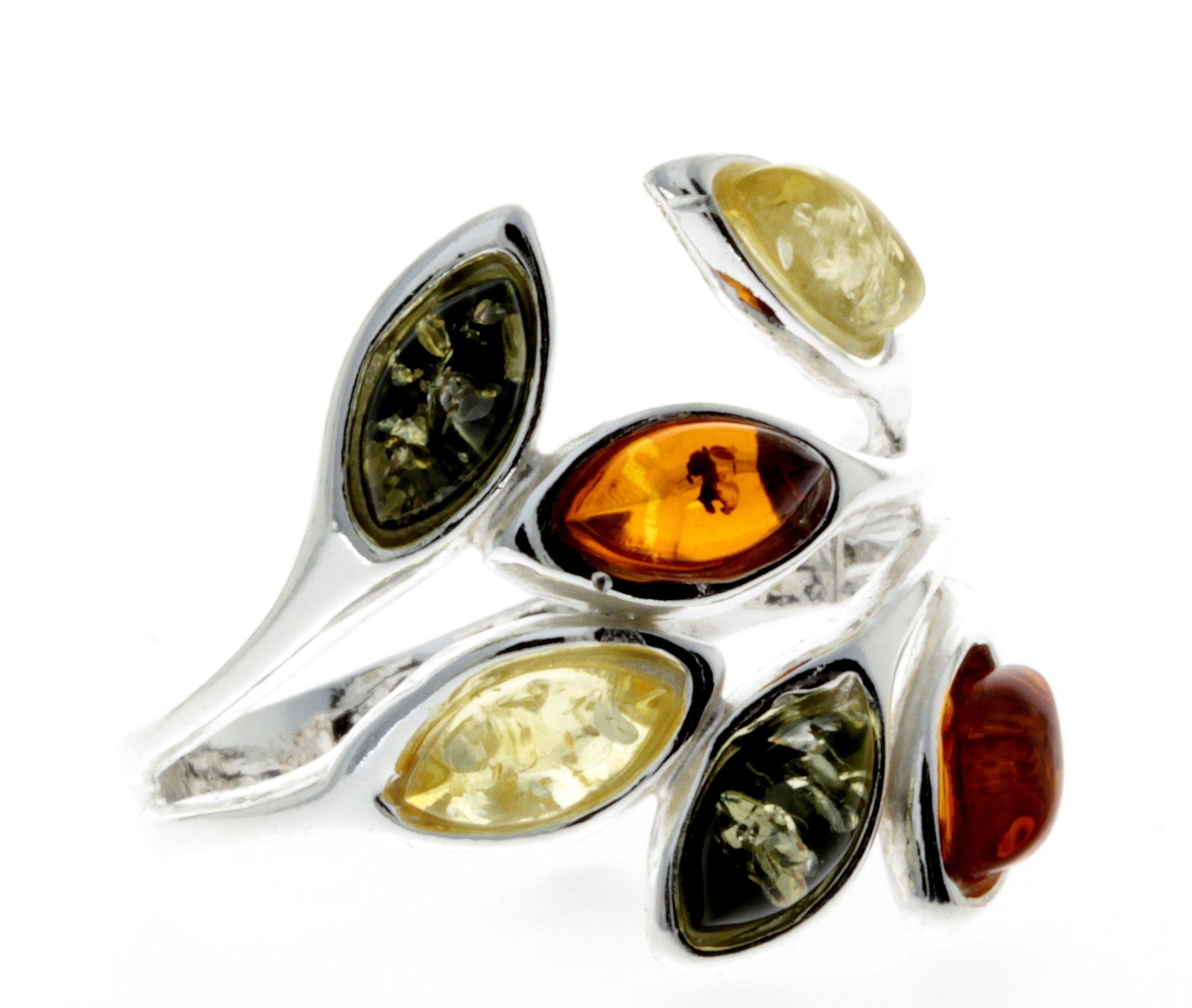 925 Sterling Silver & Baltic Amber Modern Ring - M723